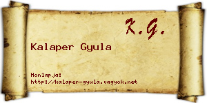 Kalaper Gyula névjegykártya